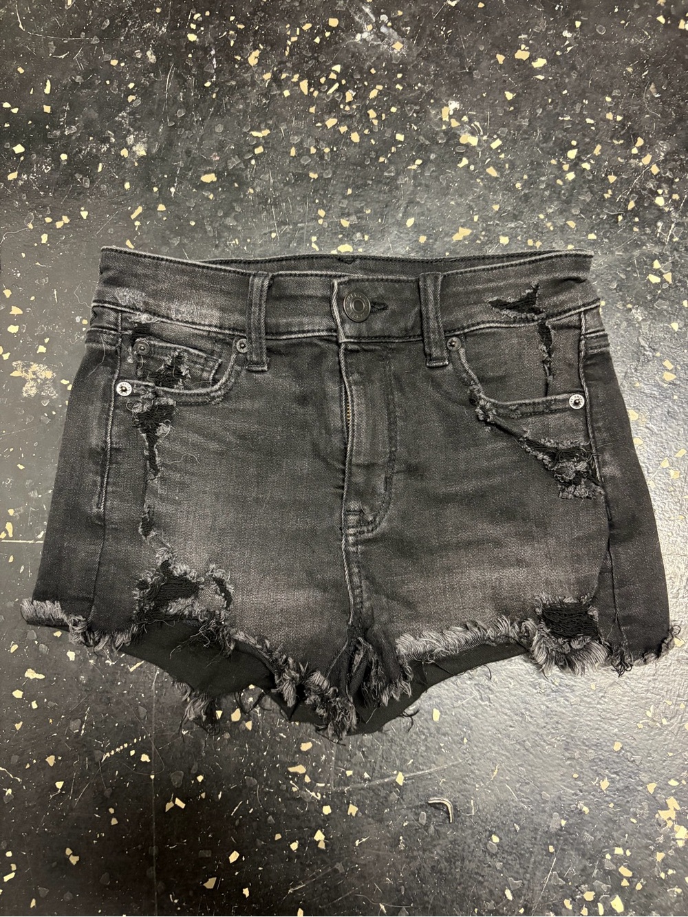 American Eagle Outfitters Black Distressed Denim Cutoff Shorts